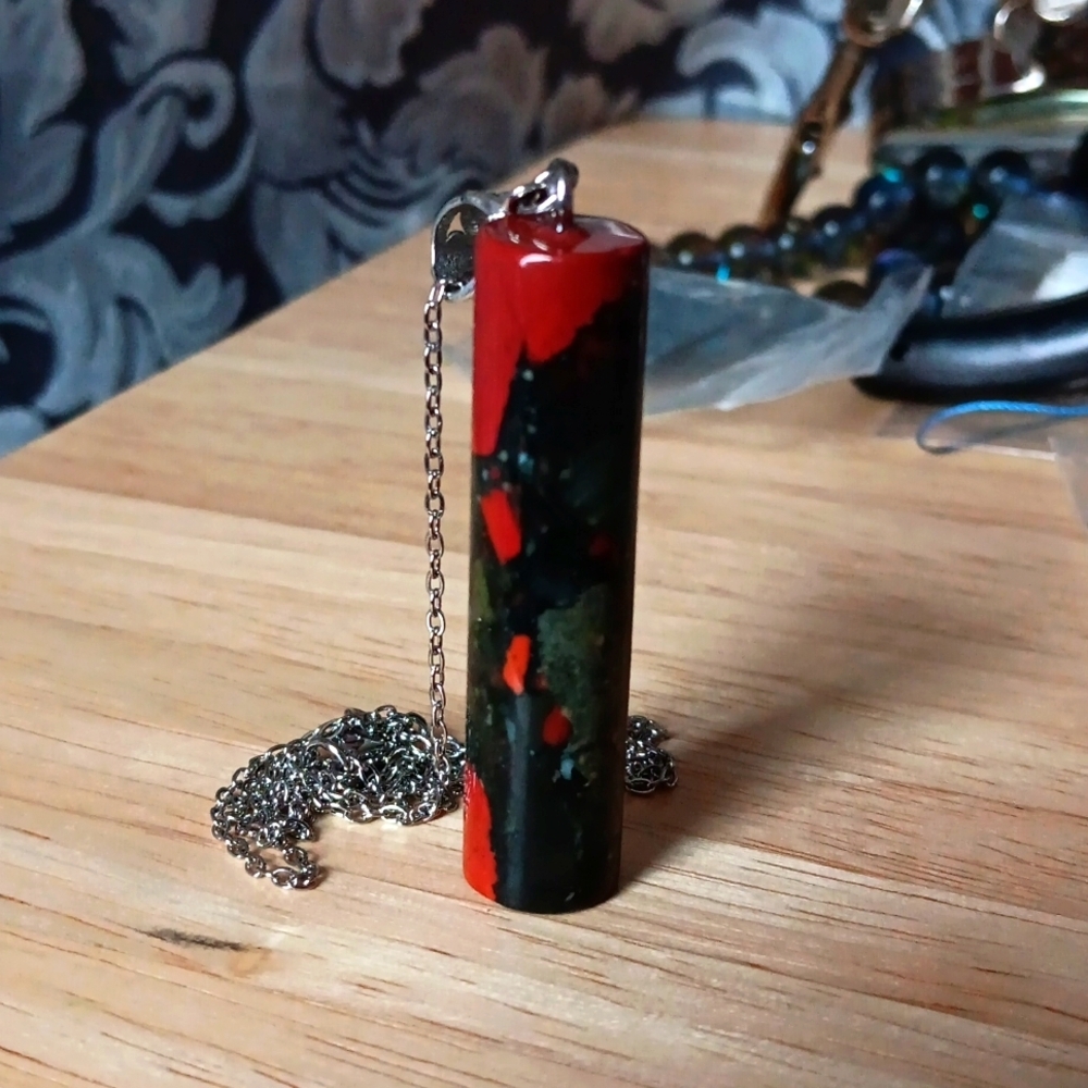 AAA Bloodstone Cylinder Necklace NWOT - Picture 3 of 3